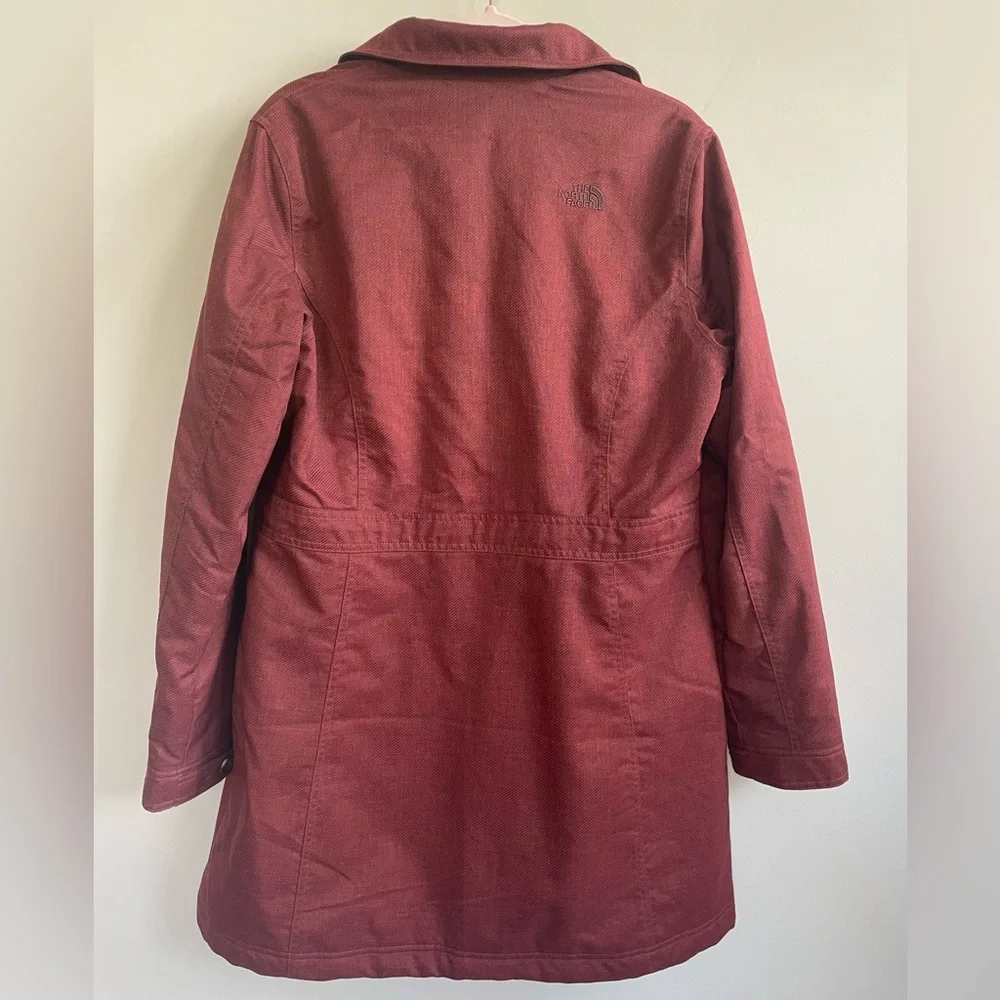 North Face Burgundy Boulevard Jacket Faux Fur Removeable Collar Hidden Zipper - Picture 4 of 13